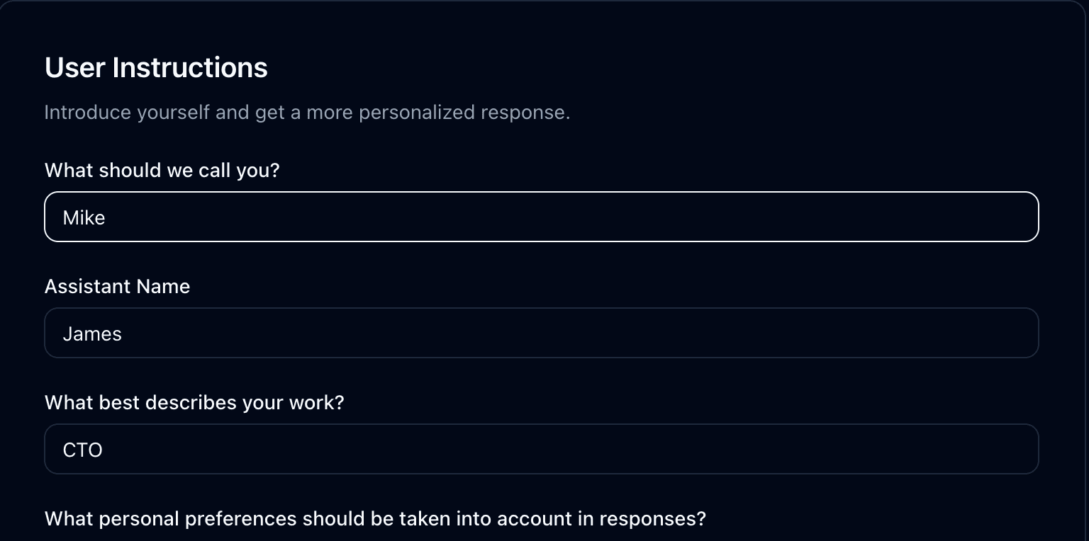 Office Manager GPT chat preferences for personalized AI responses